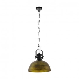 Eglo-COMBWICH H/L 1X60W E27 BLACK STEEL & BRNZ GLD -Small Pendant